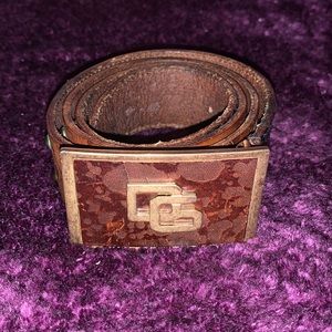 DOLCE & GABBANA Python and leather GOLD studded BELT 36 inch UNISEX